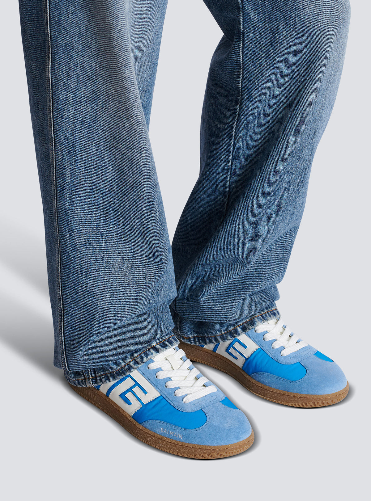 Baskets balmain swan en cuir, cuir suédé et nylon - Bleu