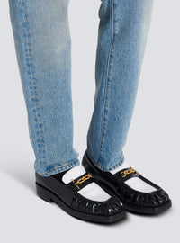 Mocassins sync en cuir glacé - Noir & Blanc