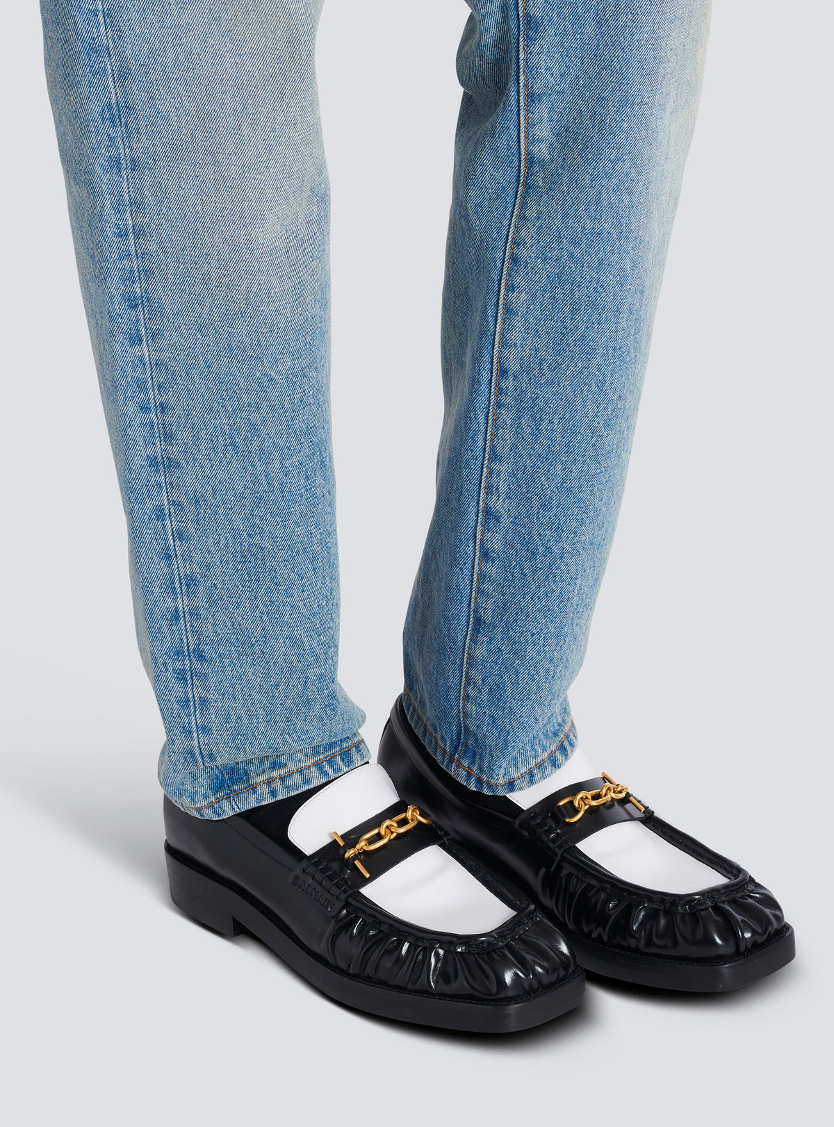Mocassins sync en cuir glacé - Noir & Blanc