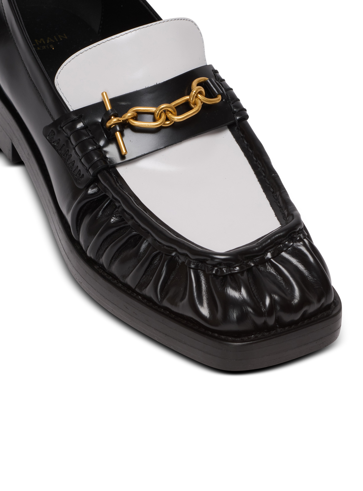 Mocassins sync en cuir glacé - Noir & Blanc
