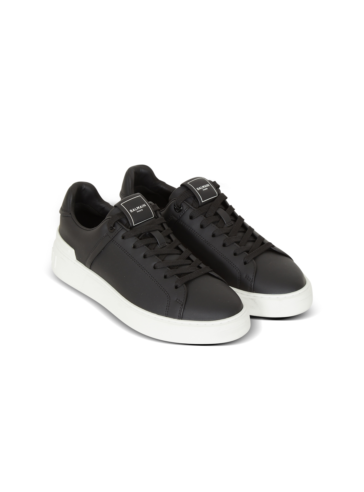 Baskets b-court en cuir de veau - Noir & Blanc