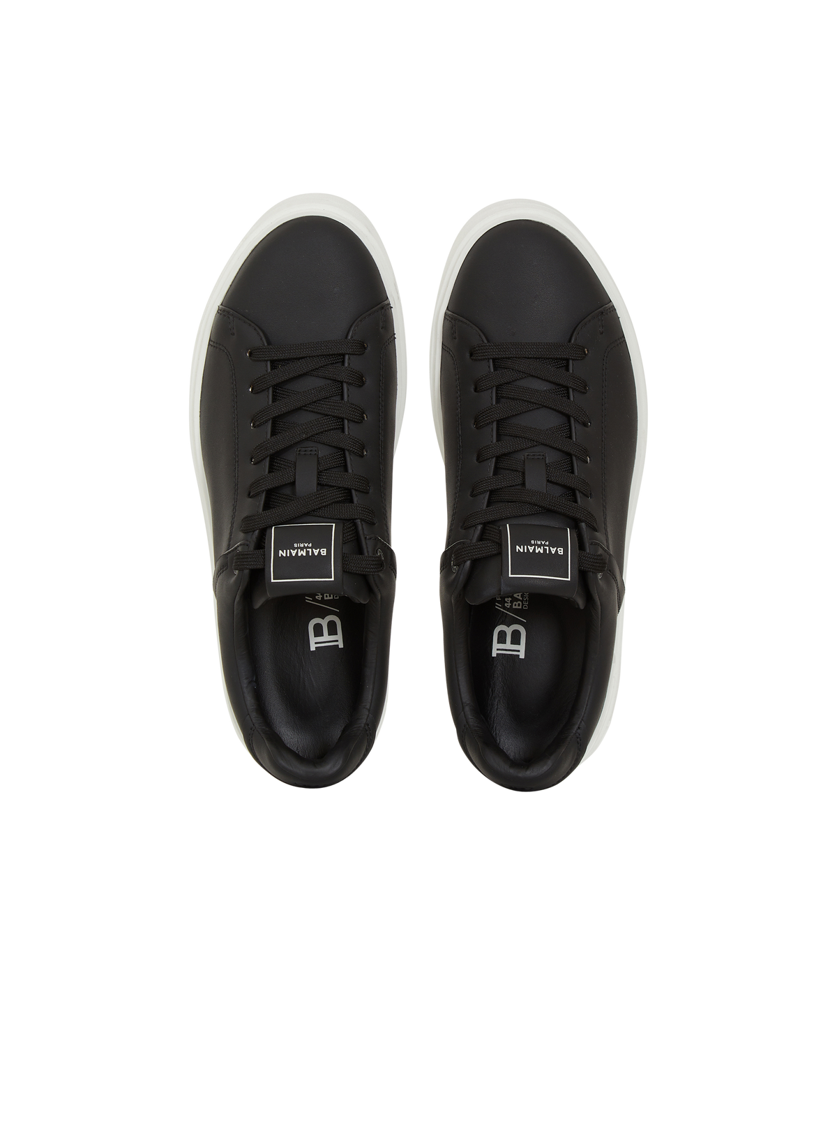 Baskets b-court en cuir de veau - Noir & Blanc