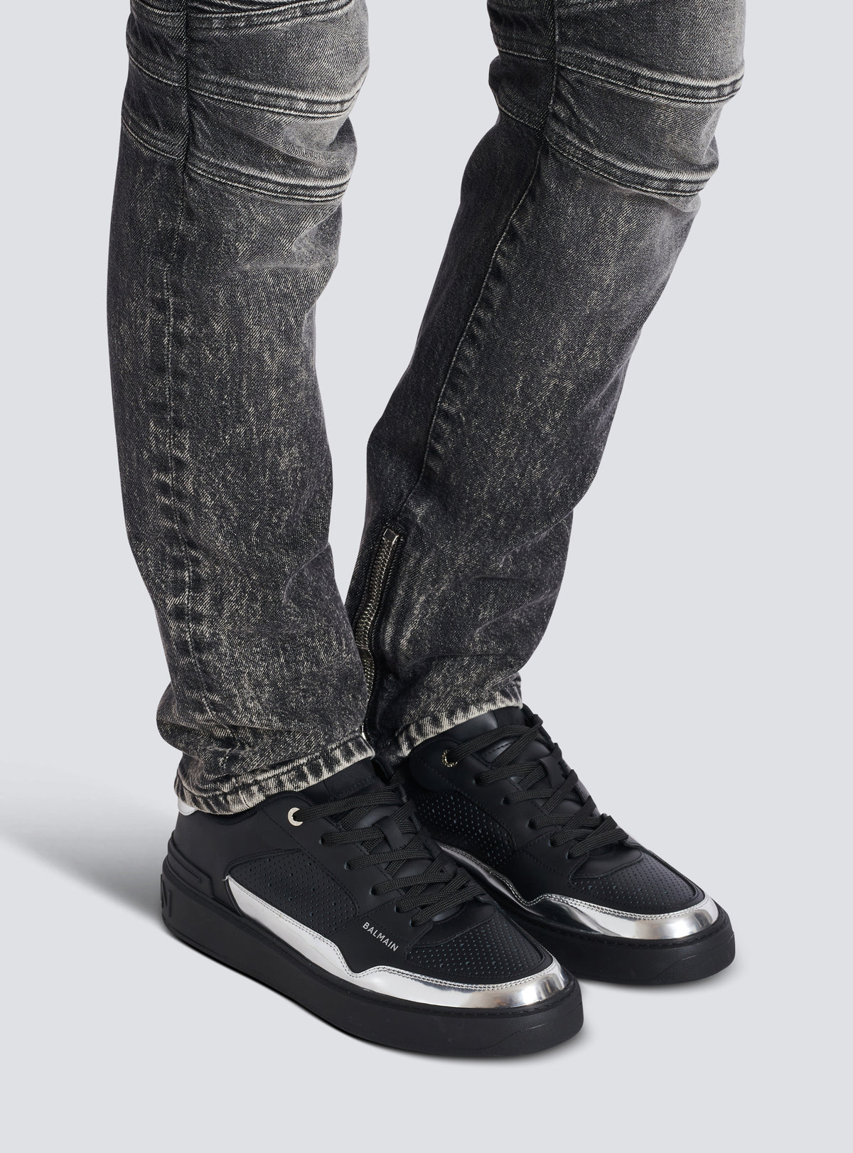 Baskets b-court flip en cuir - Noir & Argent
