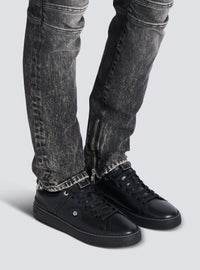 Baskets b-court en cuir de veau - Noir & Argent