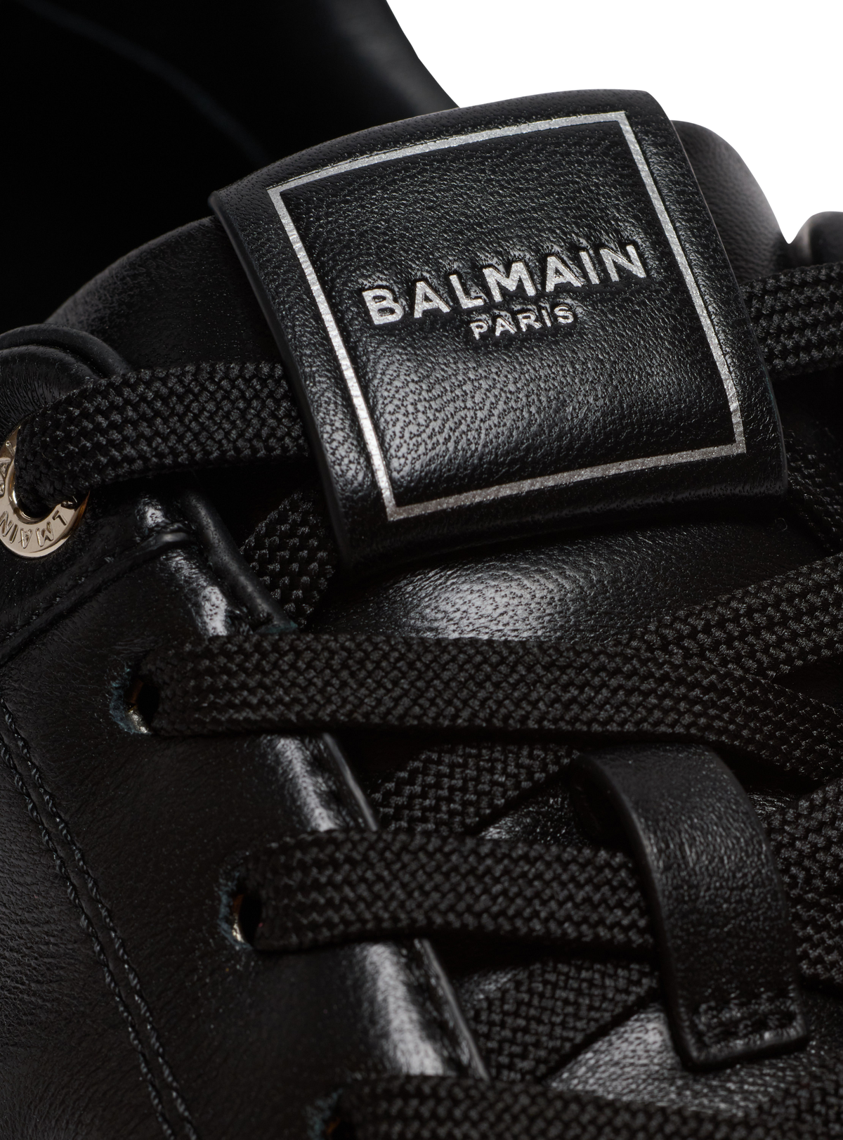 Baskets b-court en cuir de veau - Noir & Argent