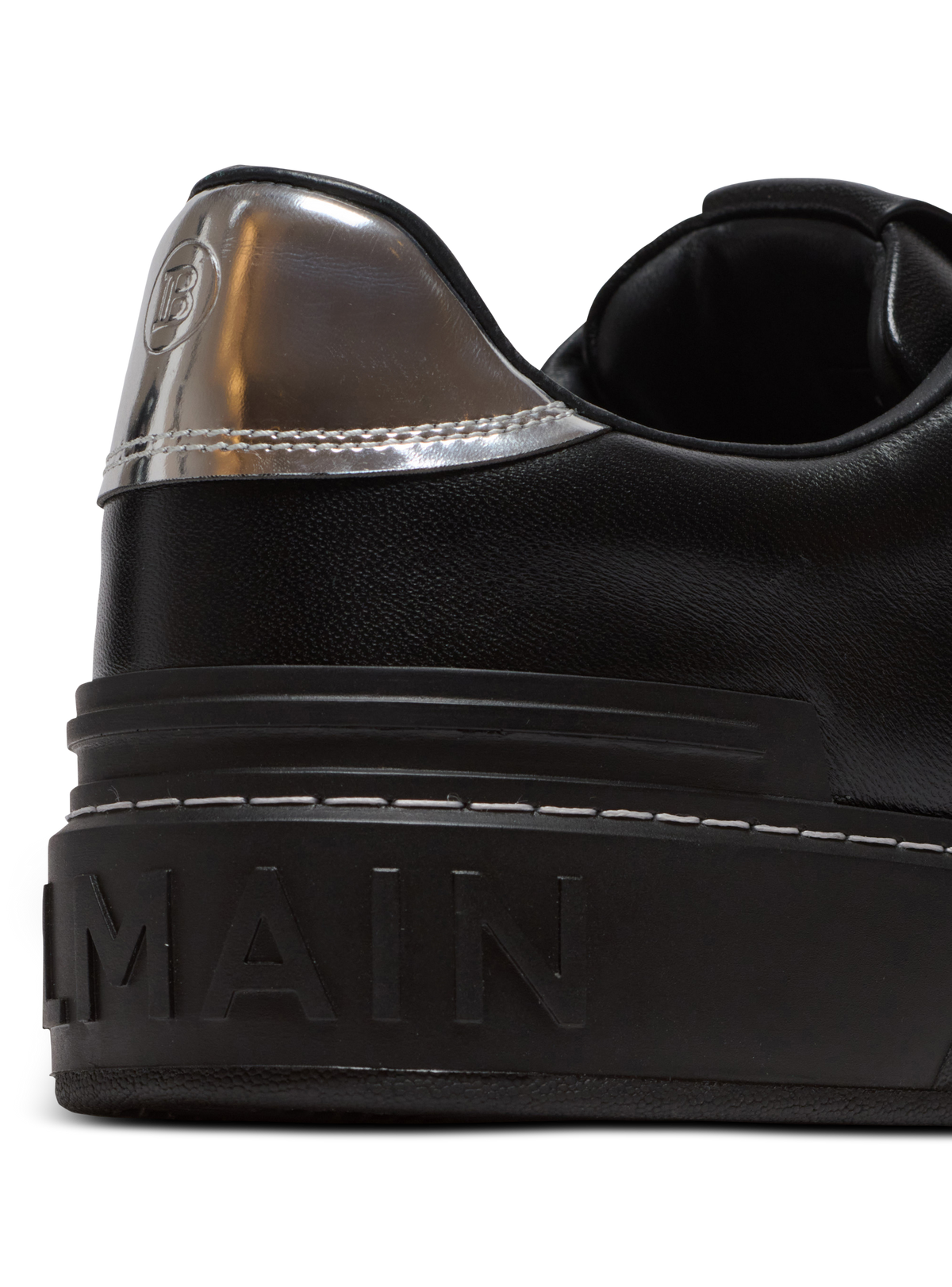 Baskets b-court en cuir de veau - Noir & Argent