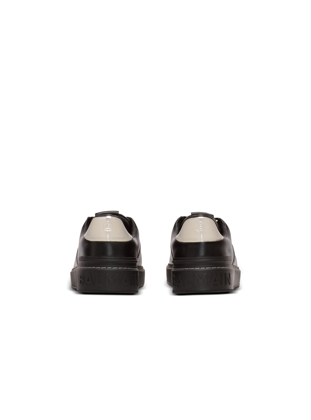 Baskets b-court en cuir de veau - Noir & Argent