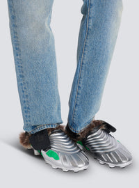 Mules fourrées half time en matières techniques  - Vert Fluo & Argent &  Noir