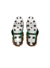 Mules fourrées half time en matières techniques  - Vert Fluo & Argent &  Noir