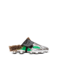Mules fourrées half time en matières techniques  - Vert Fluo & Argent &  Noir