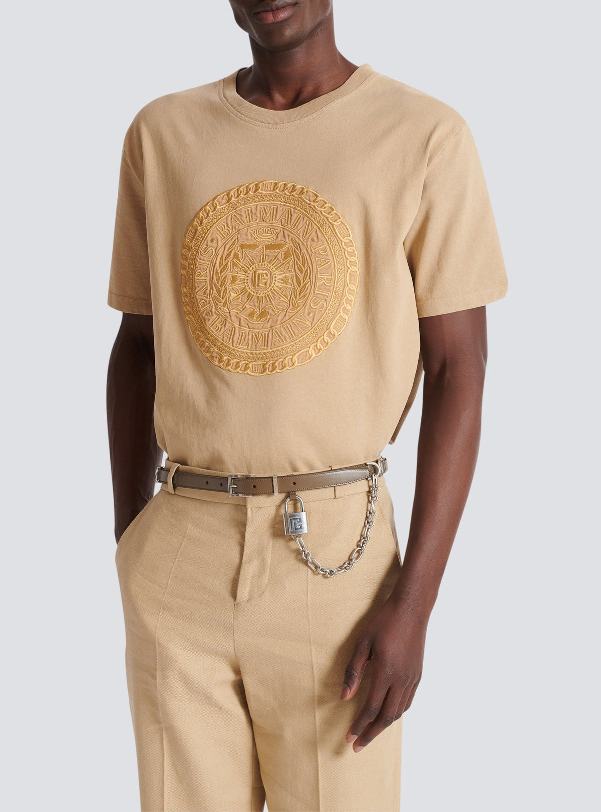Ceinture fine Sync en cuir - Kaki
