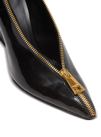 Escarpins zip wedge en cuir verni - Noir