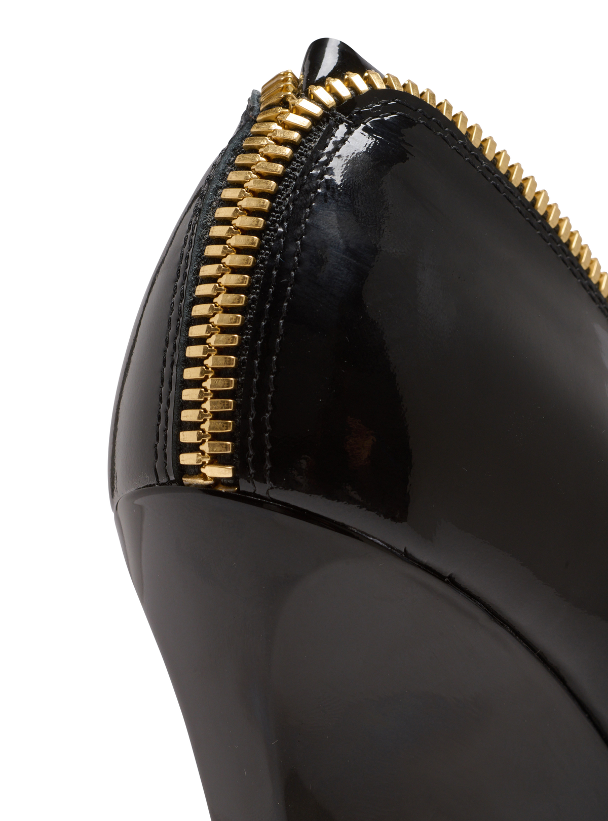 Escarpins zip wedge en cuir verni - Noir