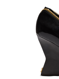 Escarpins zip wedge en cuir verni - Noir