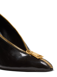 Escarpins zip wedge en cuir verni - Noir