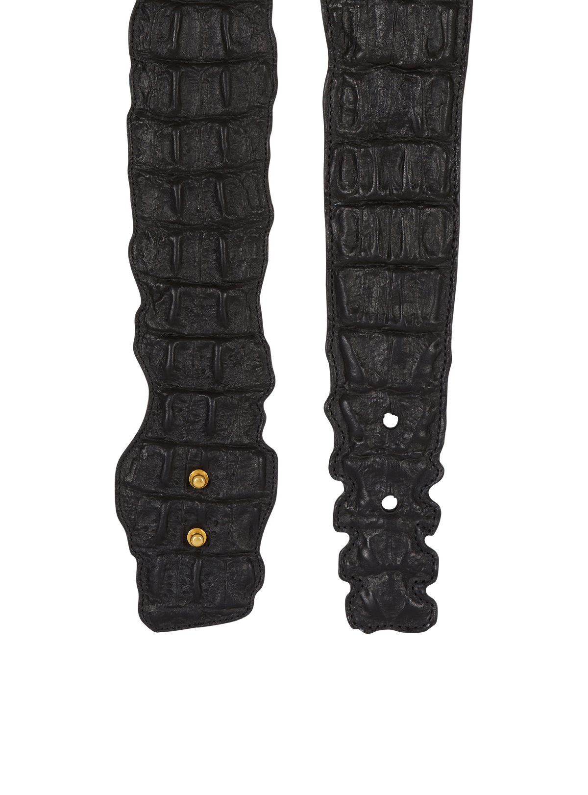 Large ceinture en cuir effet croco - Noir