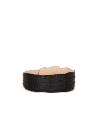 Large ceinture en cuir effet croco - Noir