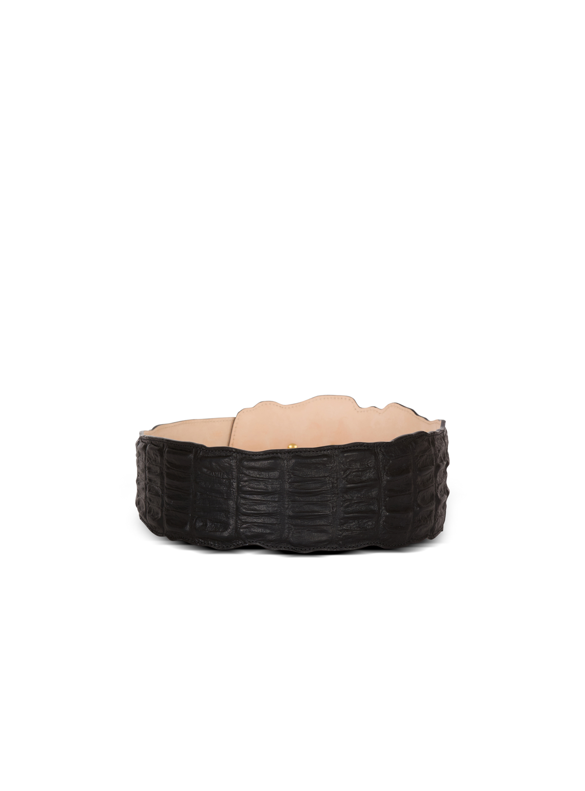 Large ceinture en cuir effet croco - Noir