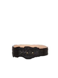 Ceinture large en cuir embossé - Noir
