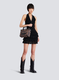 Sac cabas b-army small en toile imprimée motif léopard - Multi-Marron  &  Noir