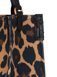 Sac cabas b-army small en toile imprimée motif léopard - Multi-Marron  &  Noir