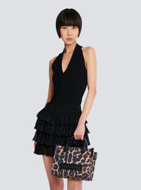 Sac cabas b-army small en toile imprimée motif léopard - Multi-Marron  &  Noir