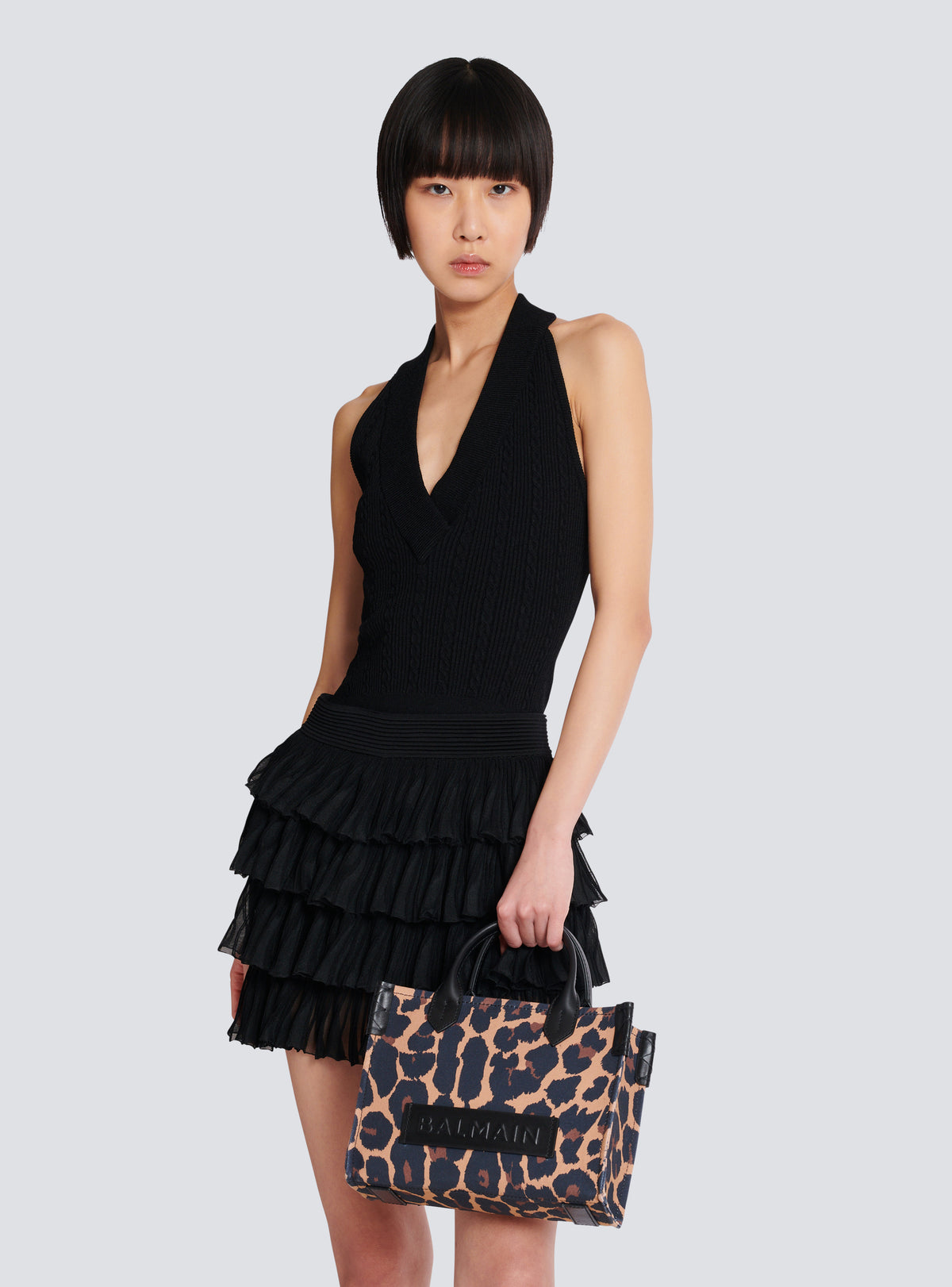 Sac cabas b-army small en toile imprimée motif léopard - Multi-Marron  &  Noir