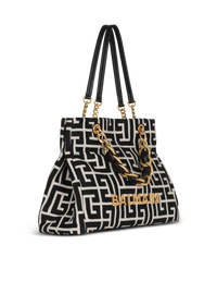 Sac cabas 1945 soft en toile jacquard à monogramme pb - Ivoire & Noir