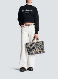 Sac cabas 1945 Soft en toile jacquard - Ivoire & Noir
