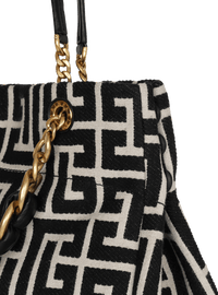 Sac cabas 1945 soft en toile jacquard à monogramme pb - Ivoire & Noir