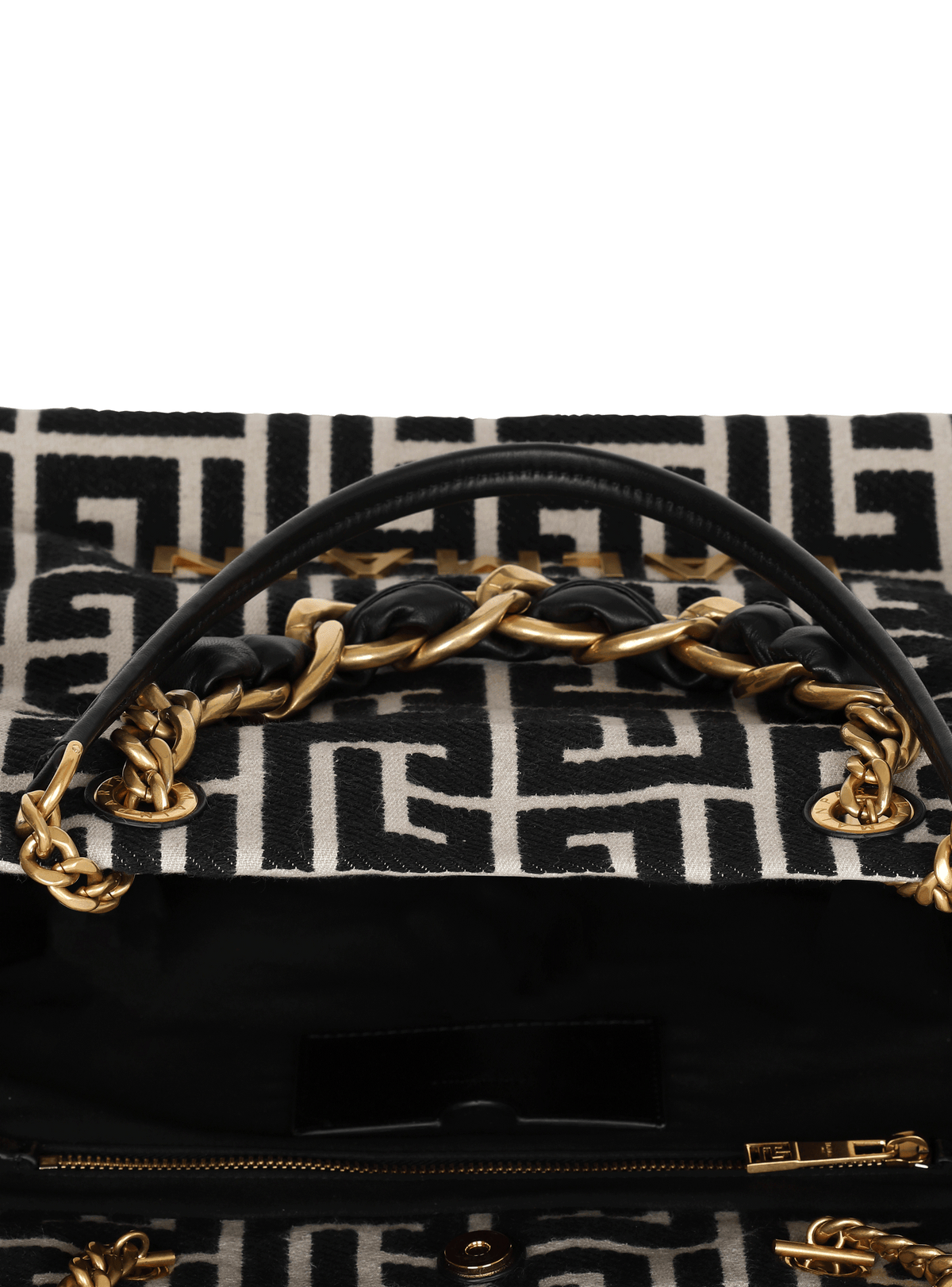 Sac cabas 1945 soft en toile jacquard à monogramme pb - Ivoire & Noir