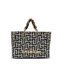 Sac cabas 1945 soft en toile jacquard à monogramme pb - Ivoire & Noir