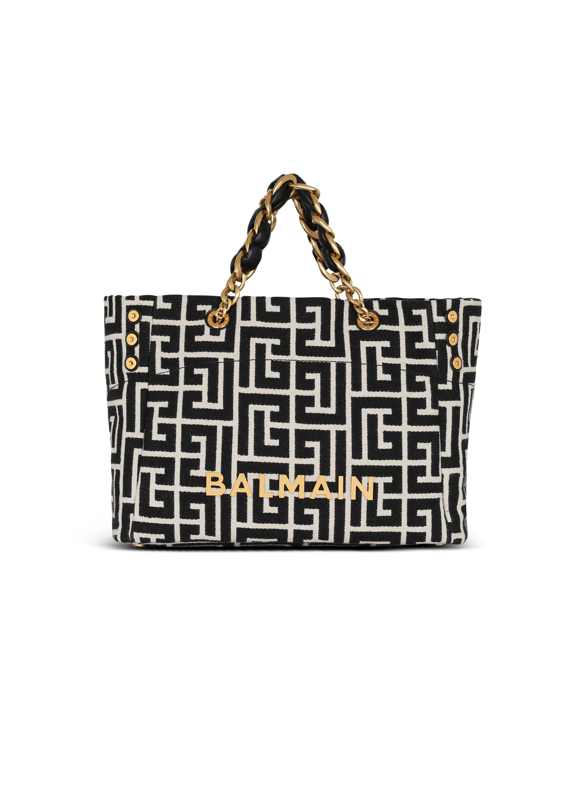Sac cabas 1945 soft en toile jacquard à monogramme pb - Ivoire & Noir