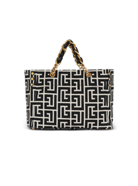 Sac cabas 1945 soft en toile jacquard à monogramme pb - Ivoire & Noir