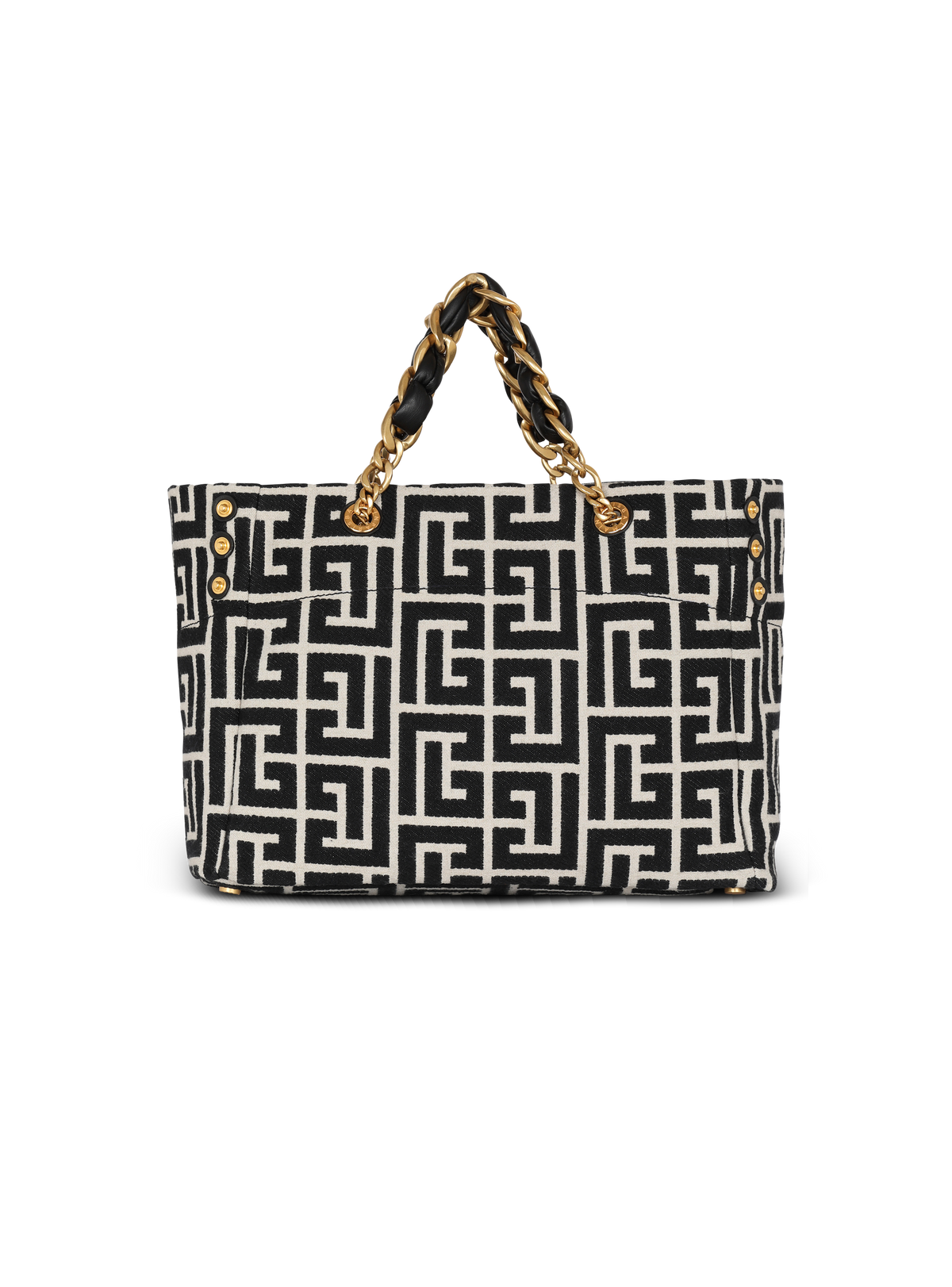 Sac cabas 1945 soft en toile jacquard à monogramme pb - Ivoire & Noir