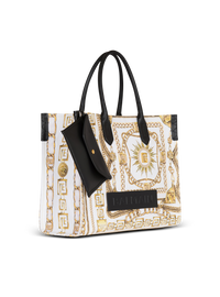 Sac cabas b-army medium en toile imprimée  - Blanc & Noir & Or