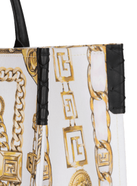 Sac cabas b-army medium en toile imprimée  - Blanc & Noir & Or
