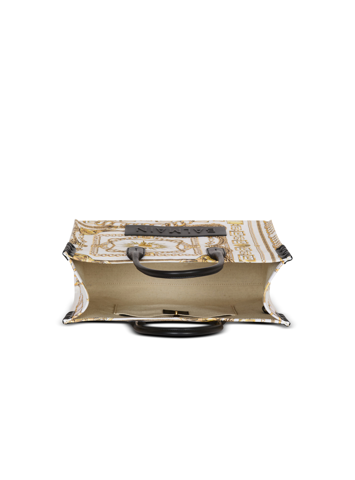 Sac cabas b-army medium en toile imprimée  - Blanc & Noir & Or