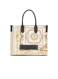 Sac cabas b-army medium en toile imprimée  - Blanc & Noir & Or