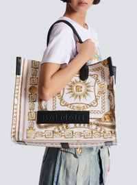 Sac cabas B-Army en toile - Blanc & Noir & Or