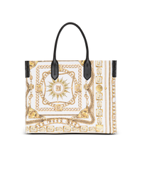 Sac cabas b-army medium en toile imprimée  - Blanc & Noir & Or
