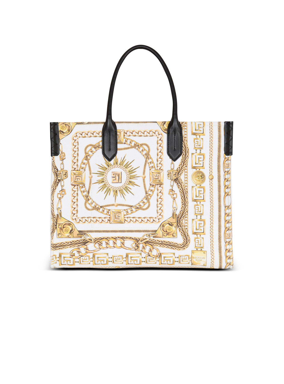 Sac cabas b-army medium en toile imprimée  - Blanc & Noir & Or