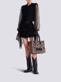 Sac cabas B-Army 36 imprimé léopard - Marron & Noir