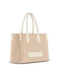 Sac cabas b-army 36 en toile jacquard monogrammée et cuir - Naturel  &  Creme