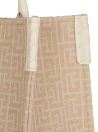 Sac cabas b-army 36 en toile jacquard monogrammée et cuir - Naturel  &  Creme