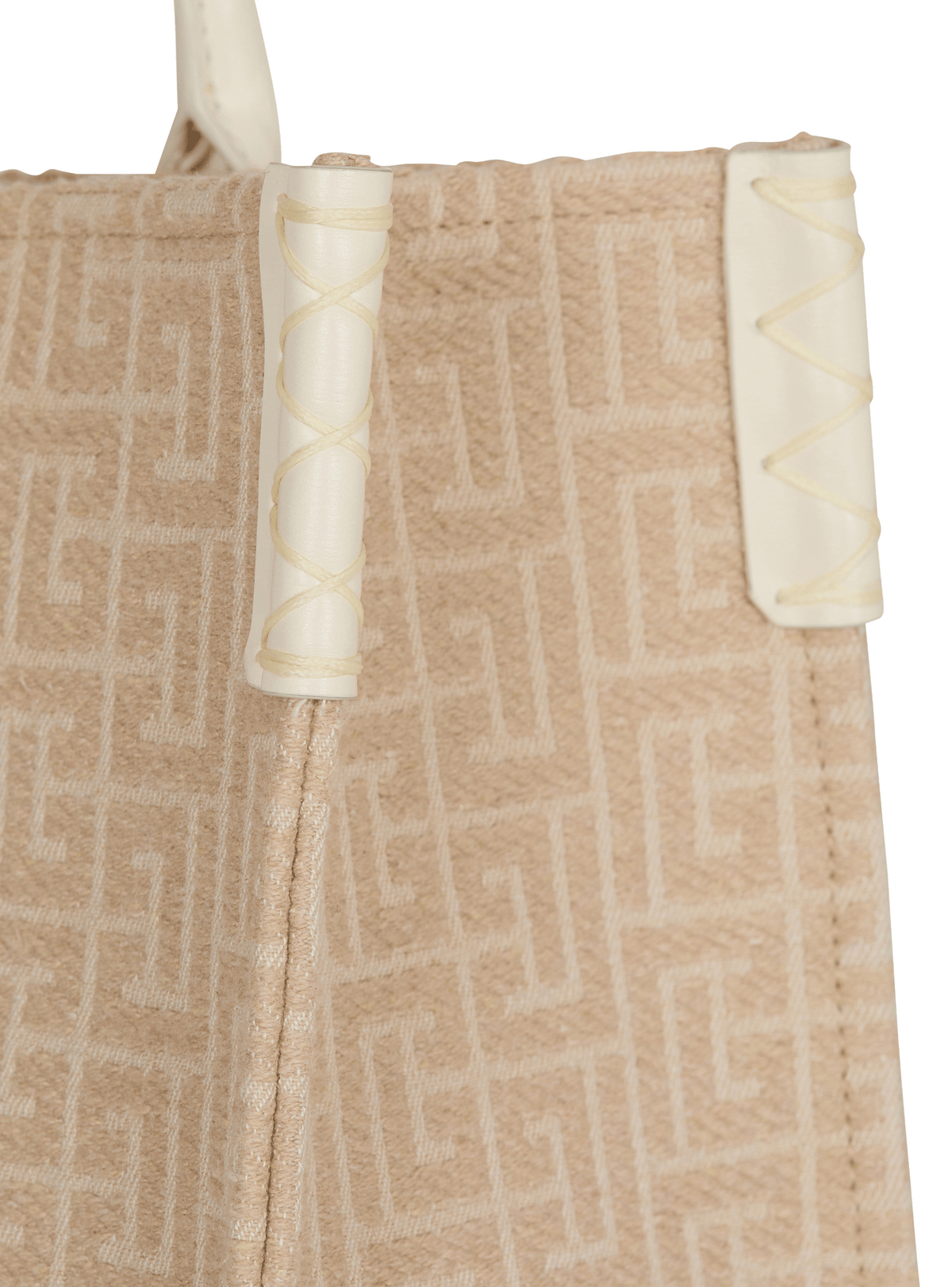 Sac cabas b-army 36 en toile jacquard monogrammée et cuir - Naturel  &  Creme