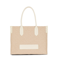 Sac cabas b-army 36 en toile jacquard monogrammée et cuir - Naturel  &  Creme
