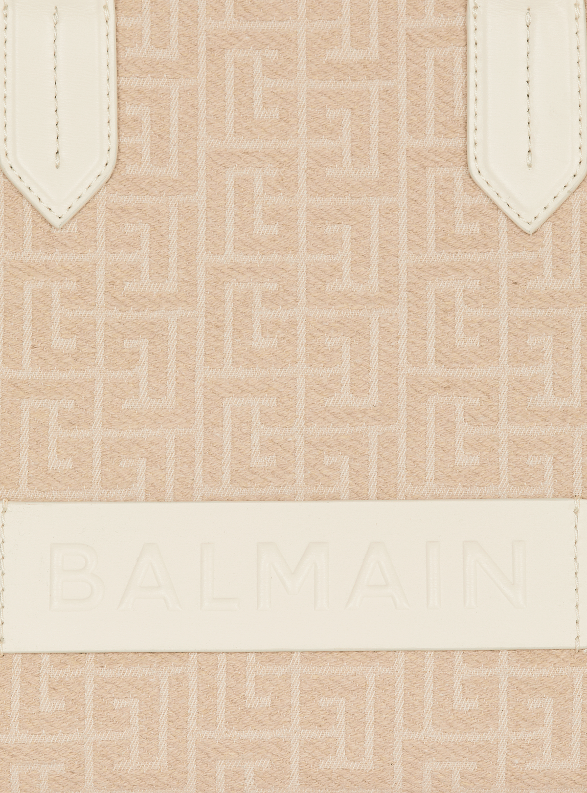 Sac cabas b-army 36 en toile jacquard monogrammée et cuir - Naturel  &  Creme