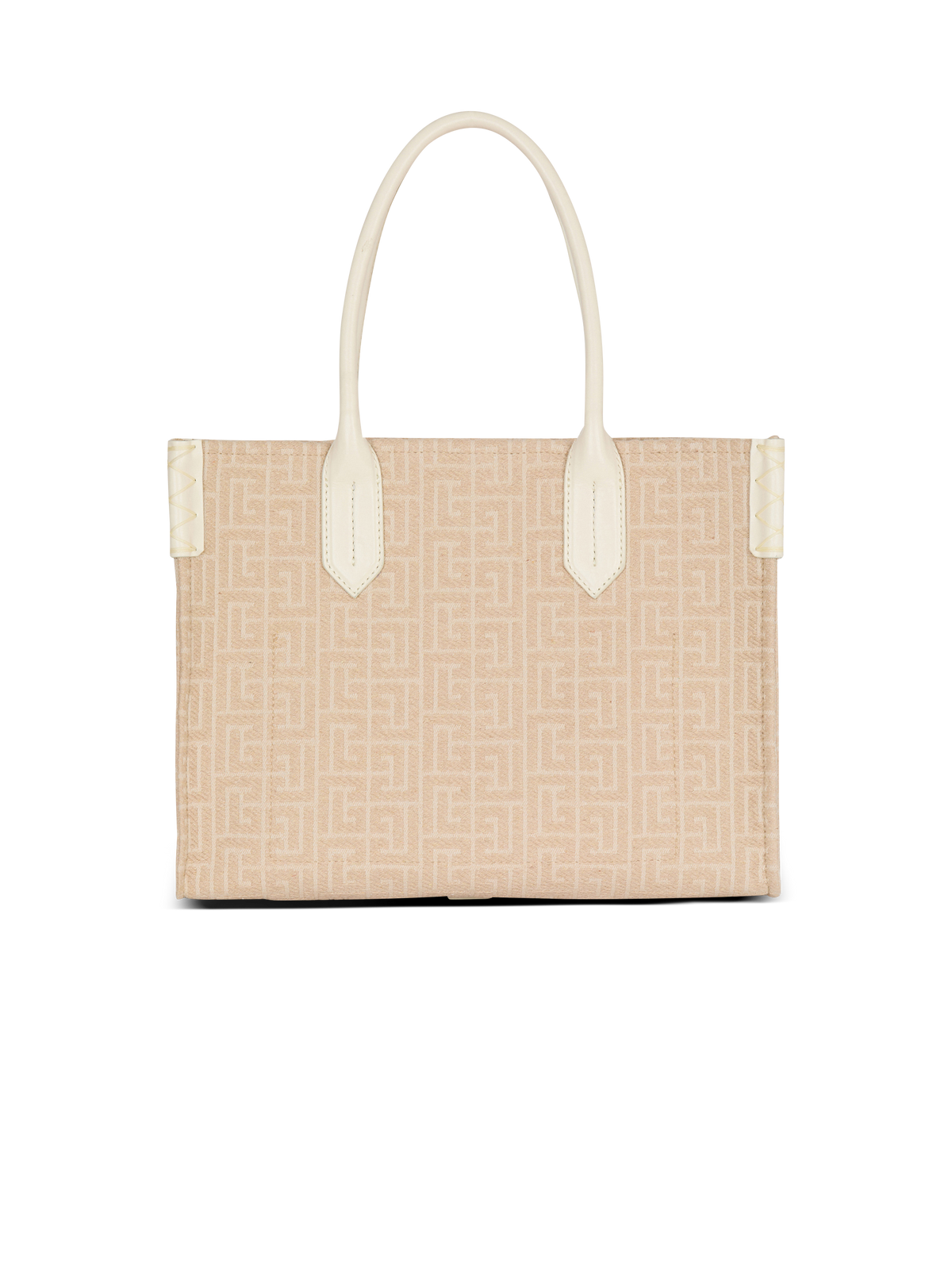 Sac cabas b-army 36 en toile jacquard monogrammée et cuir - Naturel  &  Creme