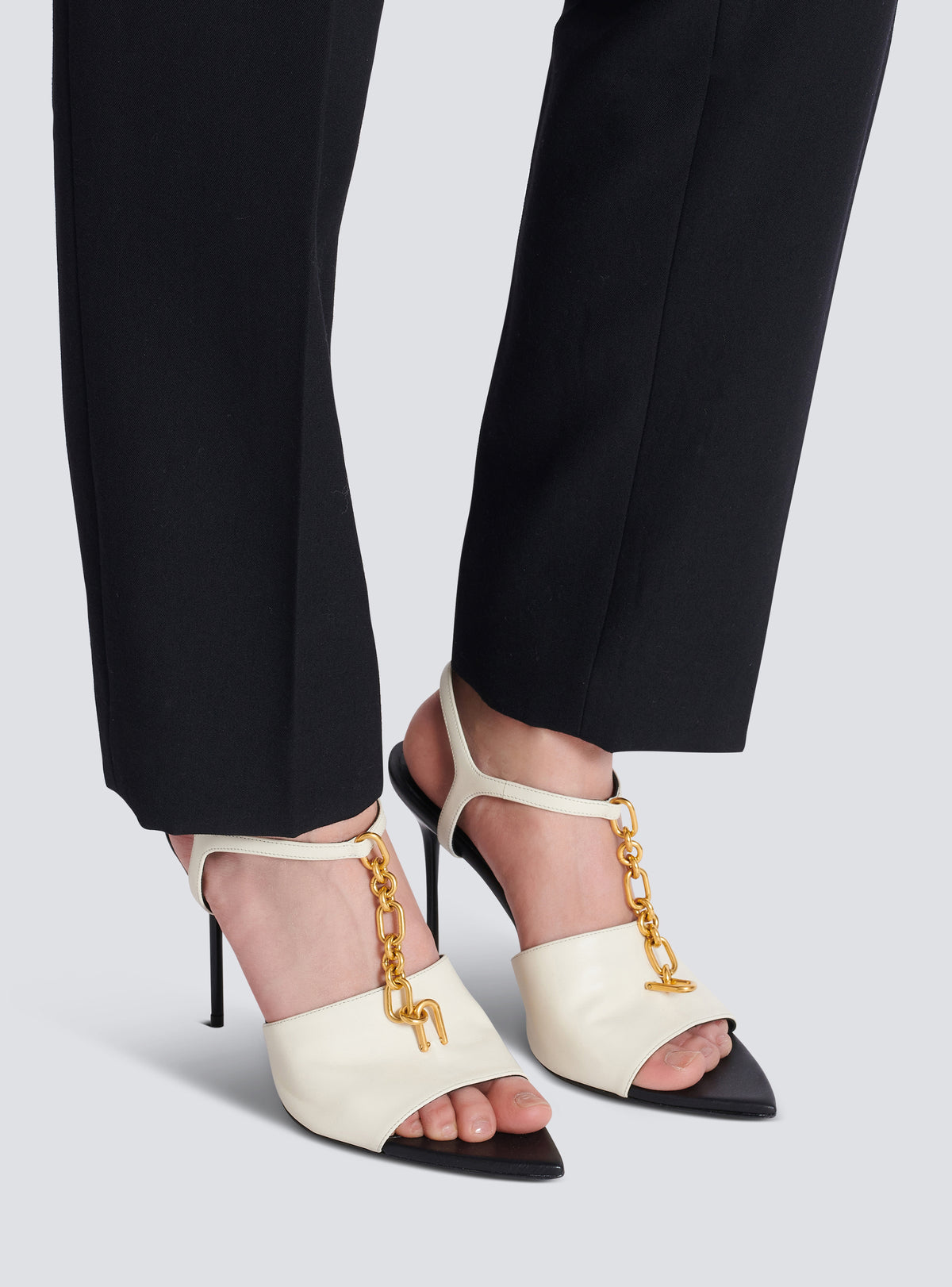 Sandales à talons sync en cuir  - Ivoire